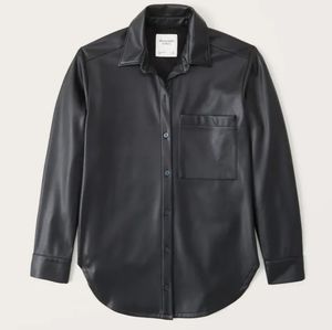 BNWOT oversized faux leather button up